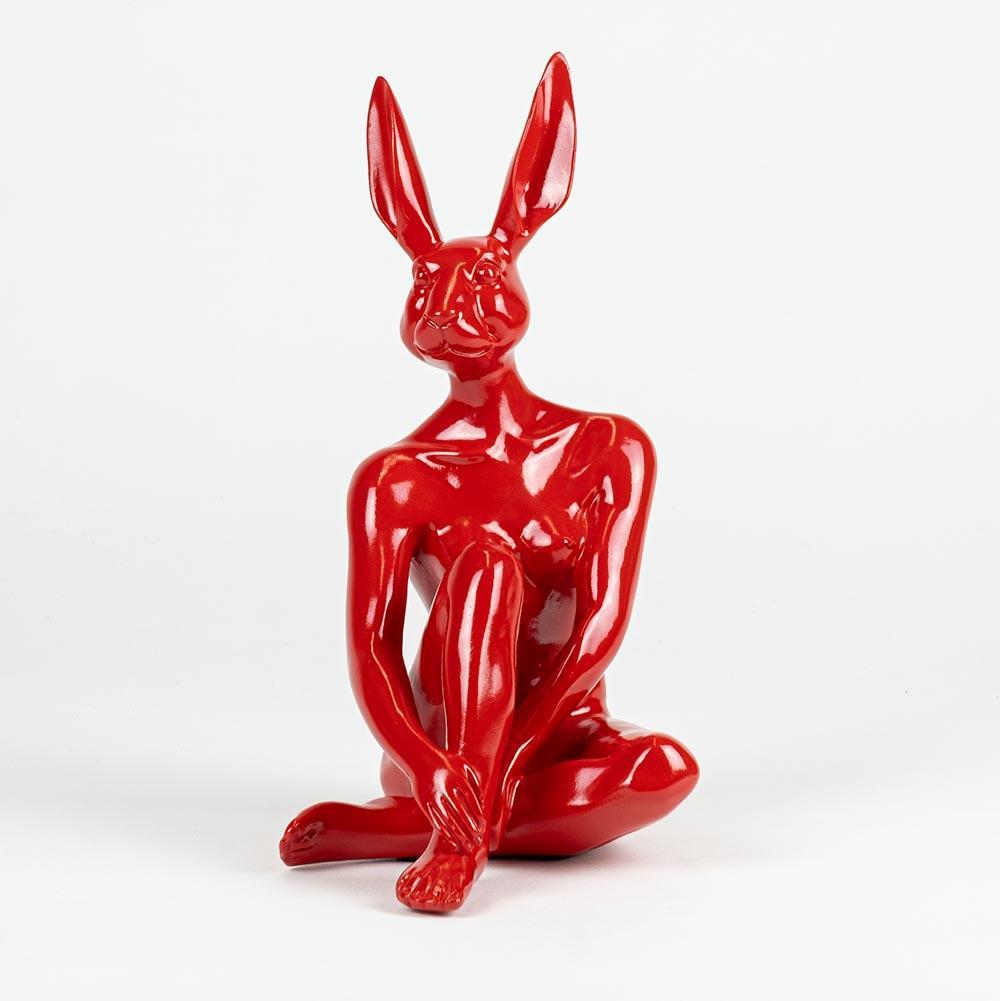 Gillie and Marc Schattner Figurative Sculpture - Authentic Limited Ed. Red Resin Cool Mini Rabbit Sculpture, by Gillie and Marc