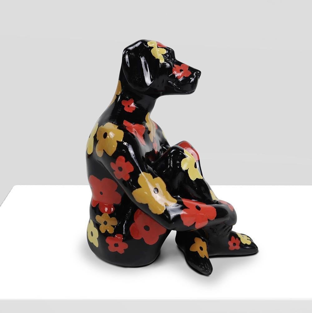 Resin Animal Sculpture - Pop Art - Gillie and Marc - Mini Rabbit - Dog - Black For Sale 1