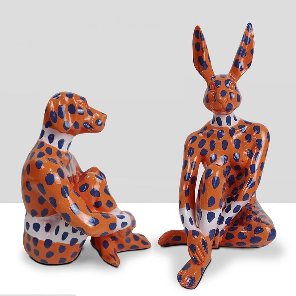 Gillie and Marc Schattner Figurative Sculpture - Resin Animal Sculpture - Pop Art - Gillie and Marc - Mini Rabbit Dog - Blue Dots