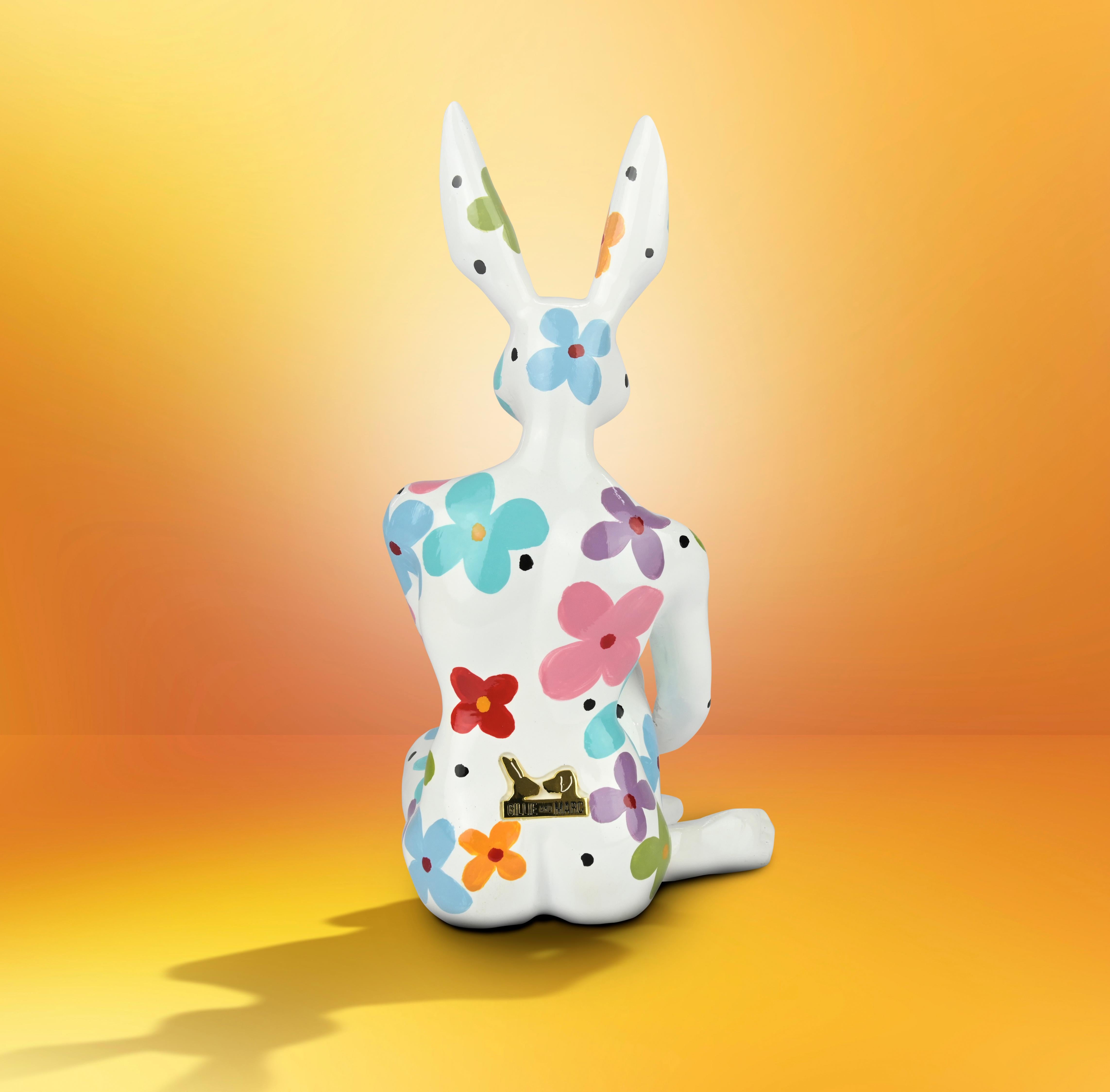 Resin Animal Sculpture - Pop- Gillie & Marc - Mini Rabbit Dog - Flower Power 6