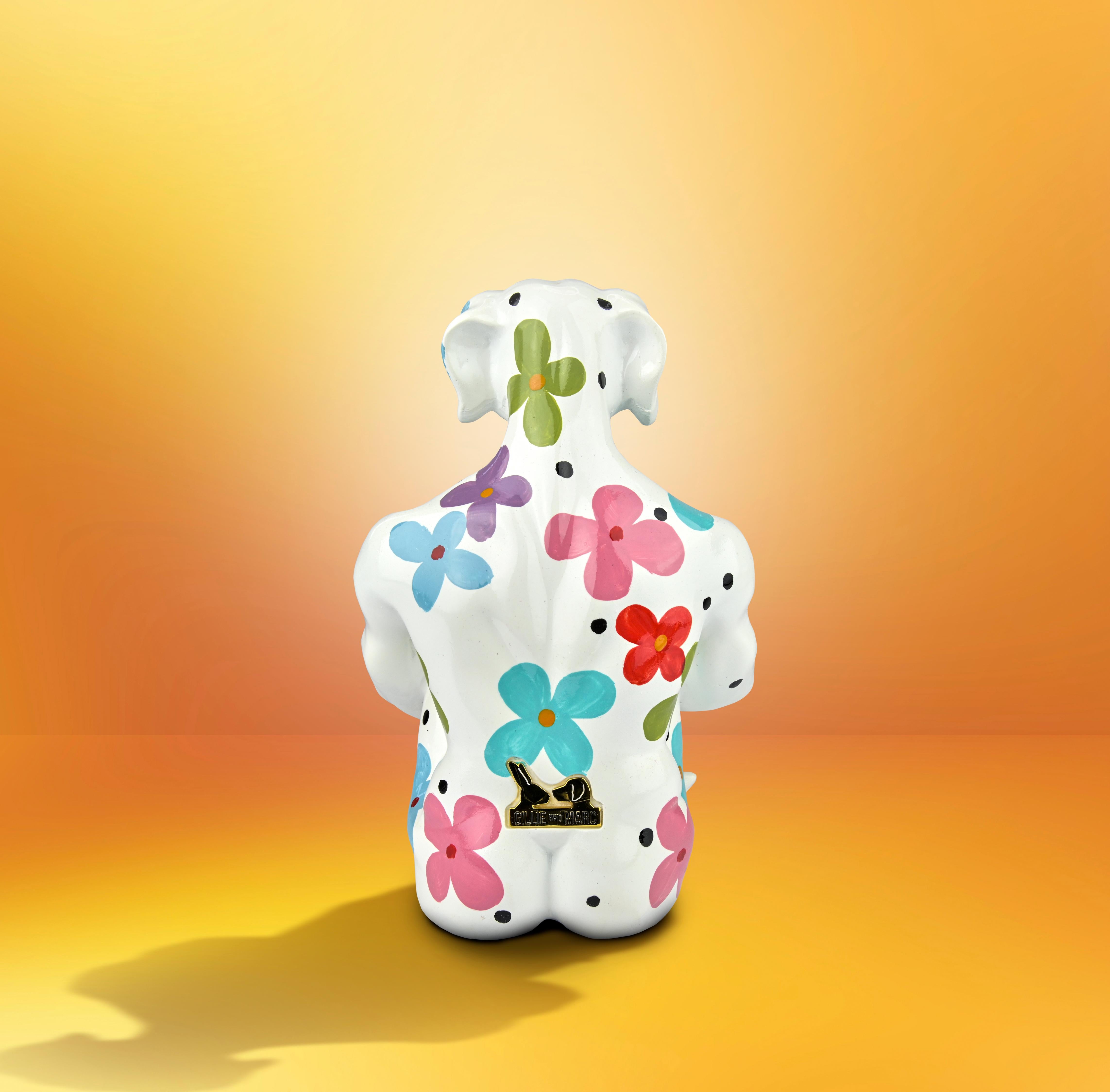 Resin Animal Sculpture - Pop- Gillie & Marc - Mini Rabbit Dog - Flower Power 9