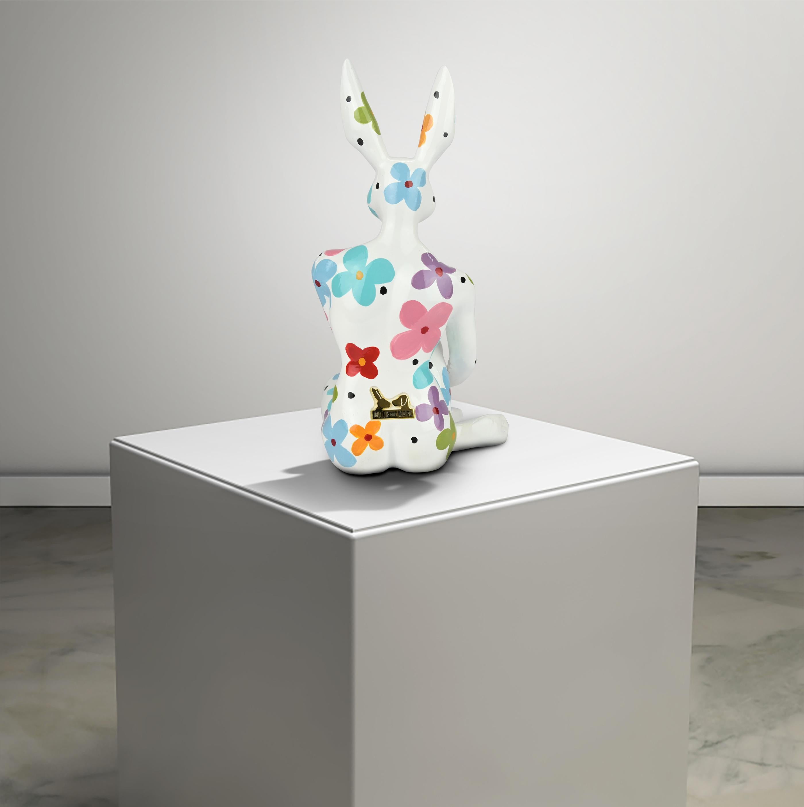 Resin Animal Sculpture - Pop- Gillie & Marc - Mini Rabbit Dog - Flower Power 11