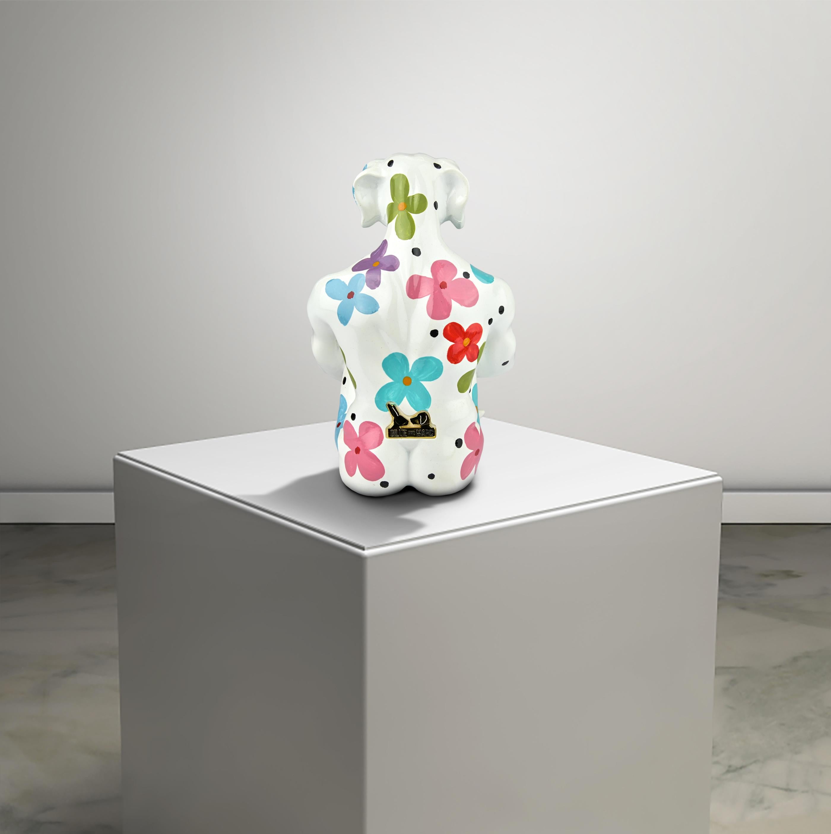 Resin Animal Sculpture - Pop- Gillie & Marc - Mini Rabbit Dog - Flower Power 14