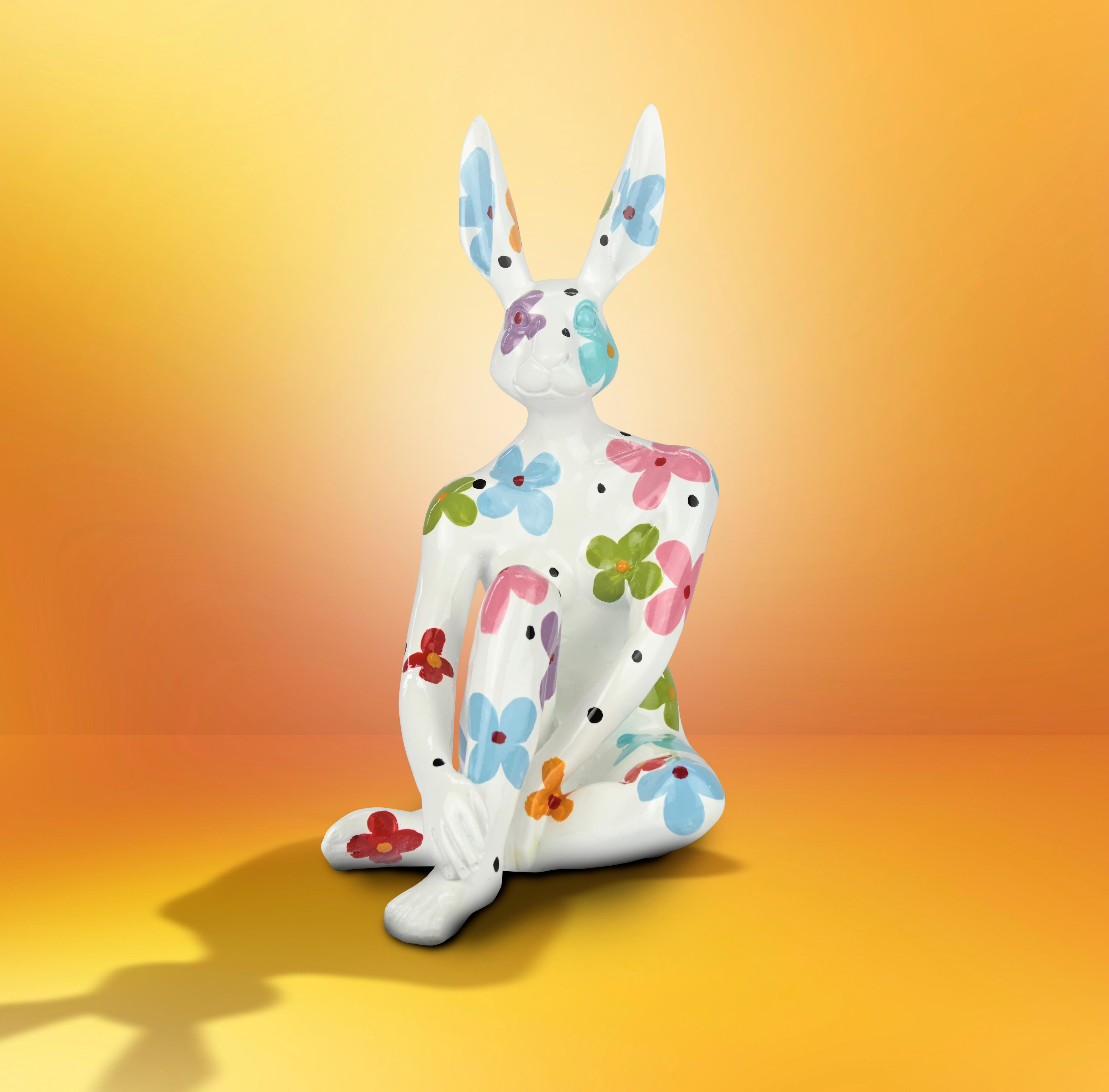 Resin Animal Sculpture - Pop- Gillie & Marc - Mini Rabbit Dog - Flower Power 4