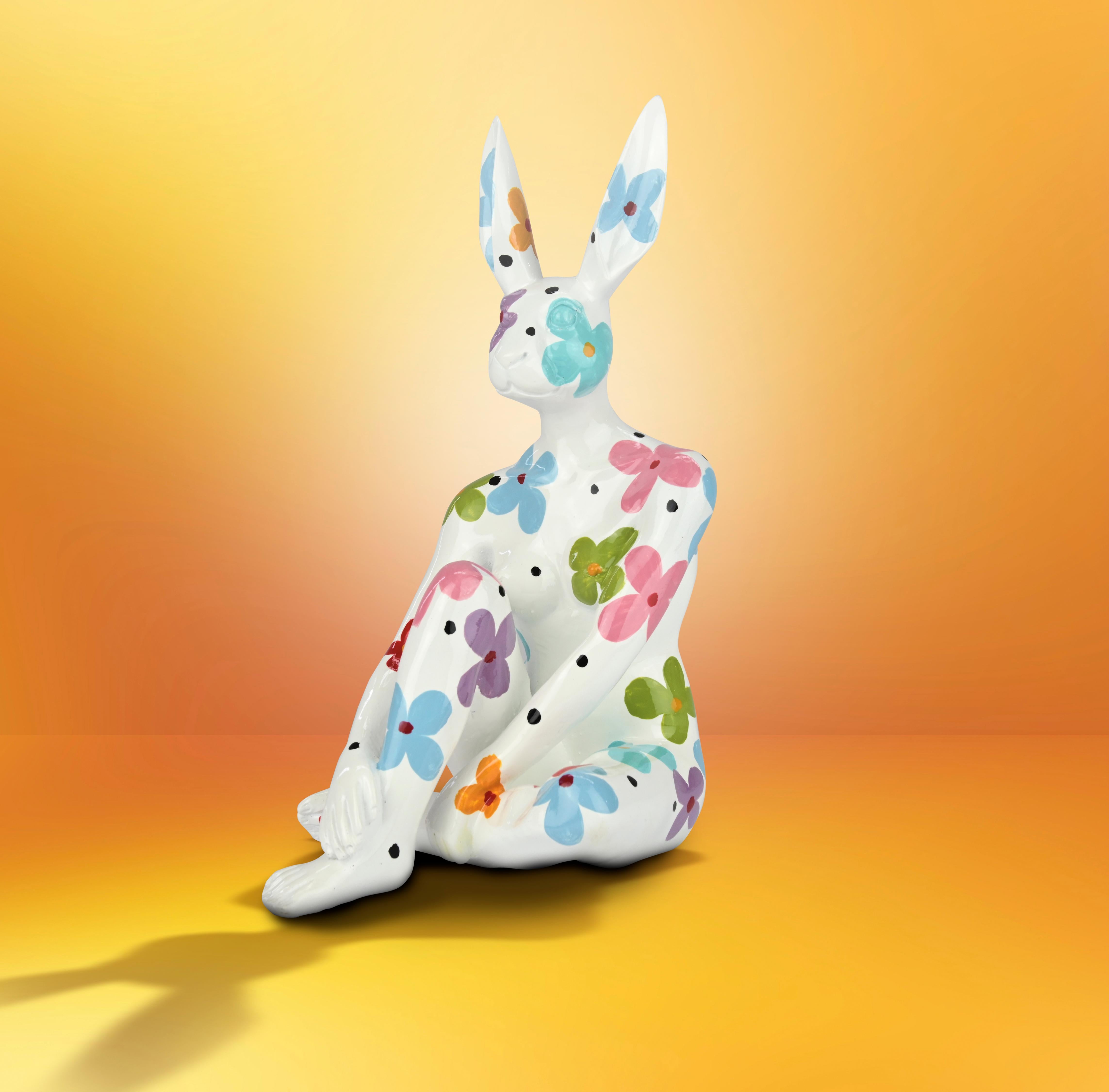 Resin Animal Sculpture - Pop- Gillie & Marc - Mini Rabbit Dog - Flower Power 5