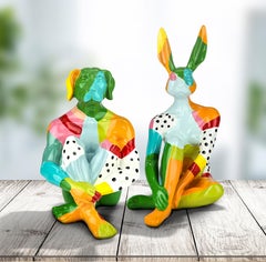 Resin Sculpture - Pop Art - Gillie & Marc - Mini Rabbit Dog - Forest Exotic- Set