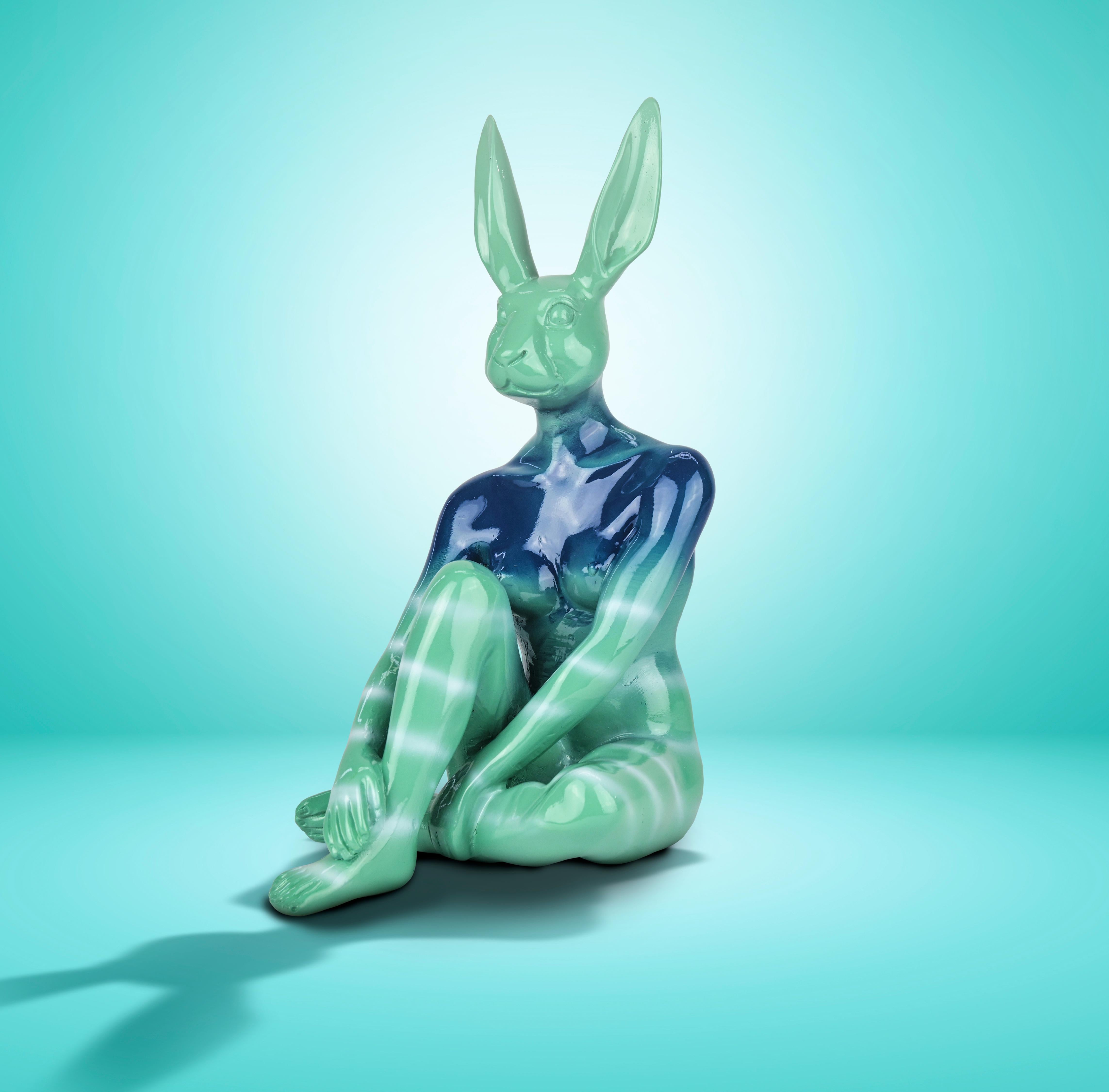 Resin Animal Sculpture - Pop - Gillie & Marc - Mini Rabbit Dog - Ocean Blue -Set 8
