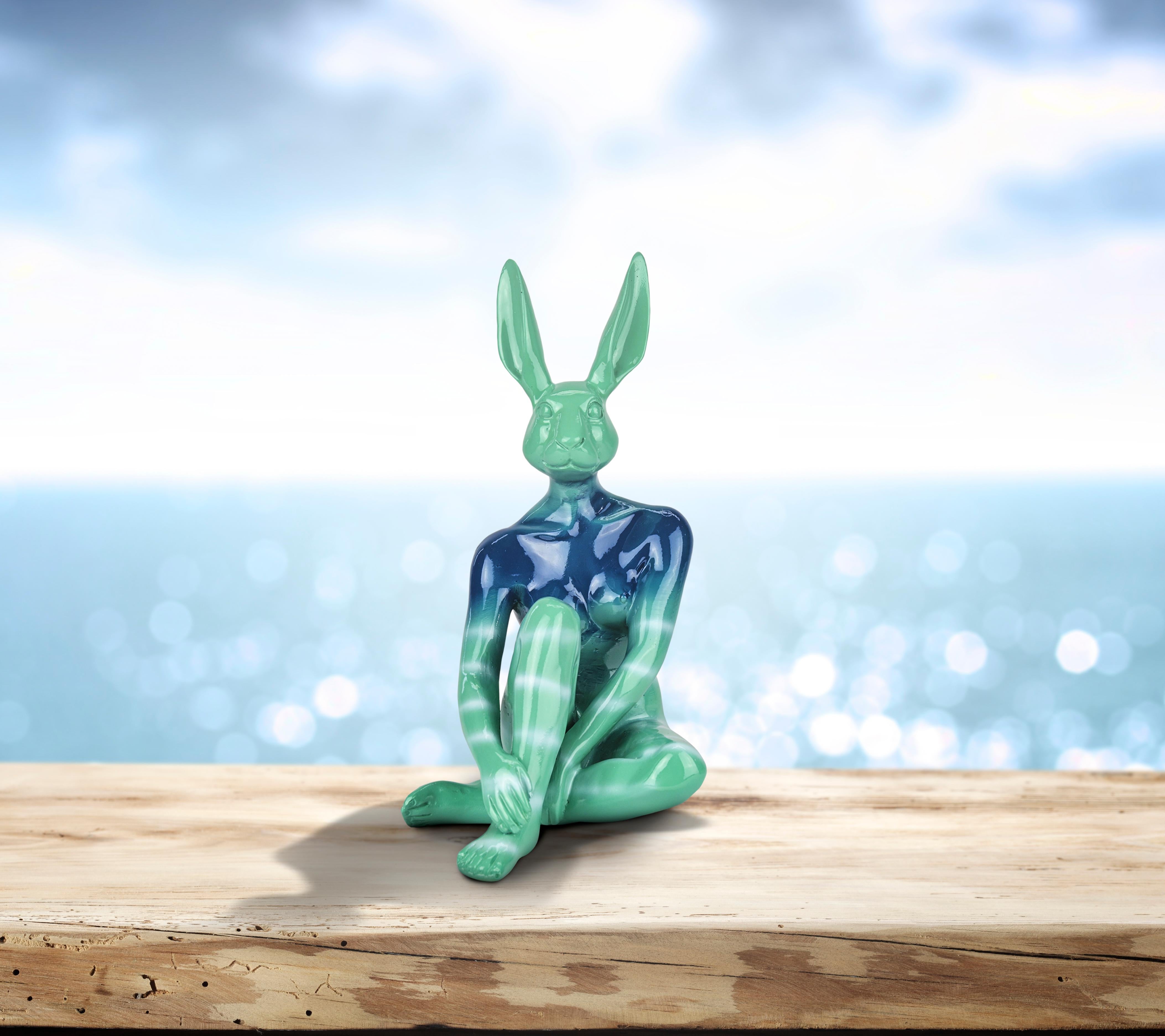 Resin Animal Sculpture - Pop - Gillie & Marc - Mini Rabbit Dog - Ocean Blue -Set 1