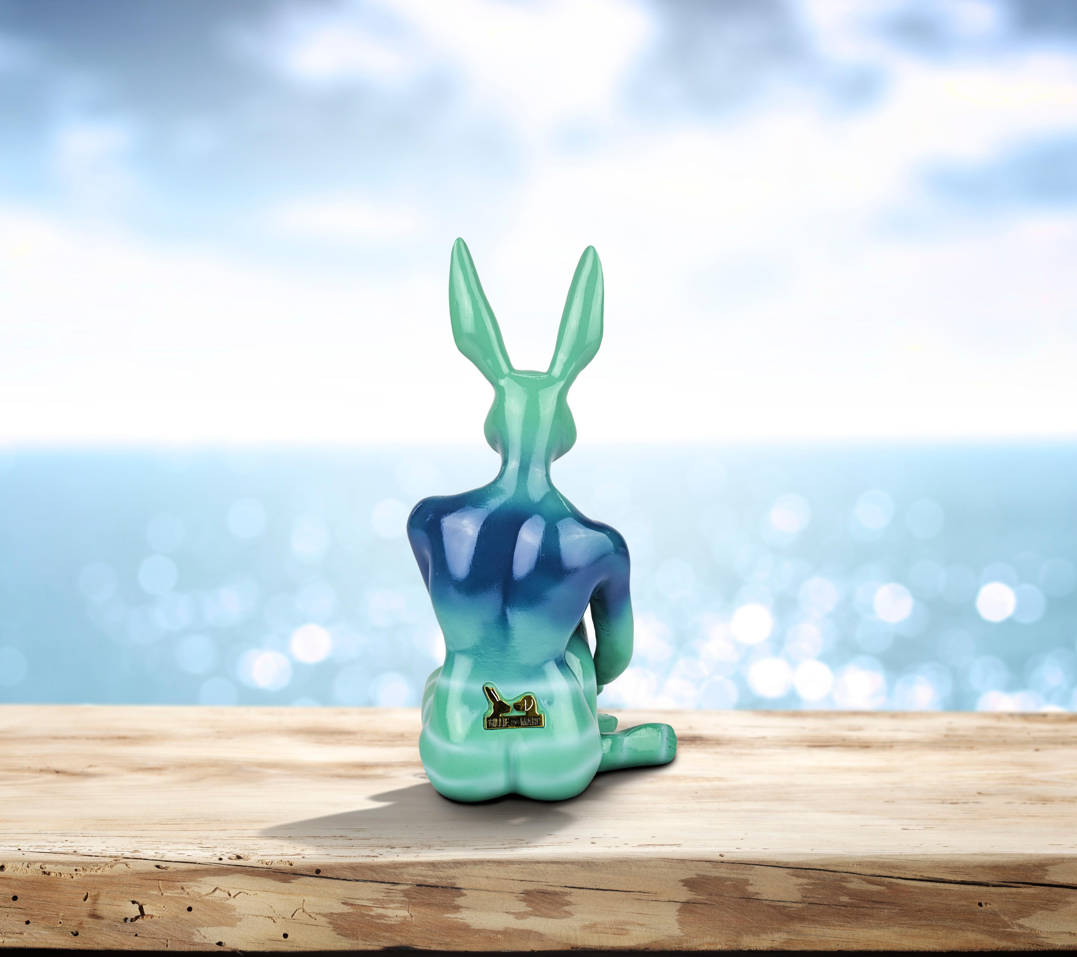 Resin Animal Sculpture - Pop - Gillie & Marc - Mini Rabbit Dog - Ocean Blue -Set 3