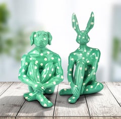 Resin Sculpture - Pop Art - Gillie & Marc - Mini Rabbit Dog - Polka Dot - Set