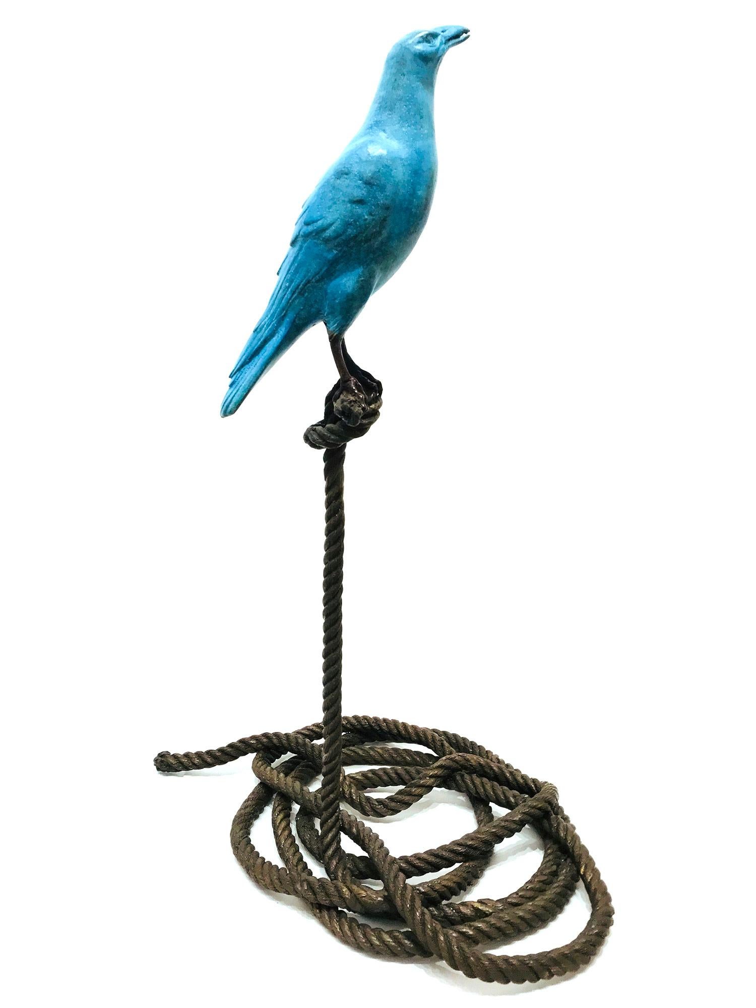 Gillie and Marc Schattner Abstract Sculpture - Roger, The Magpie on Rope