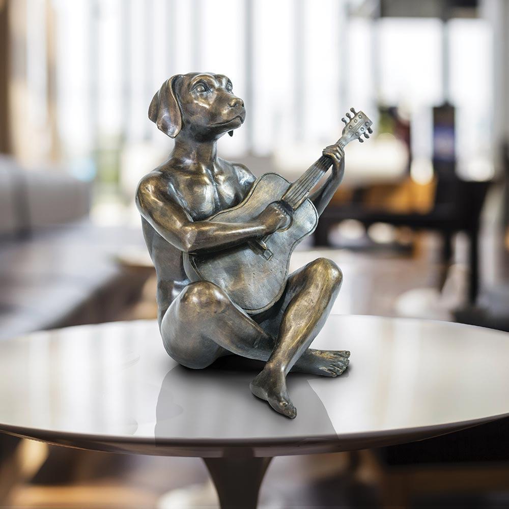 Sculpture - Art - Bronze - Gillie and Marc - Animal - Dogman - Nude - Guitar For Sale 1