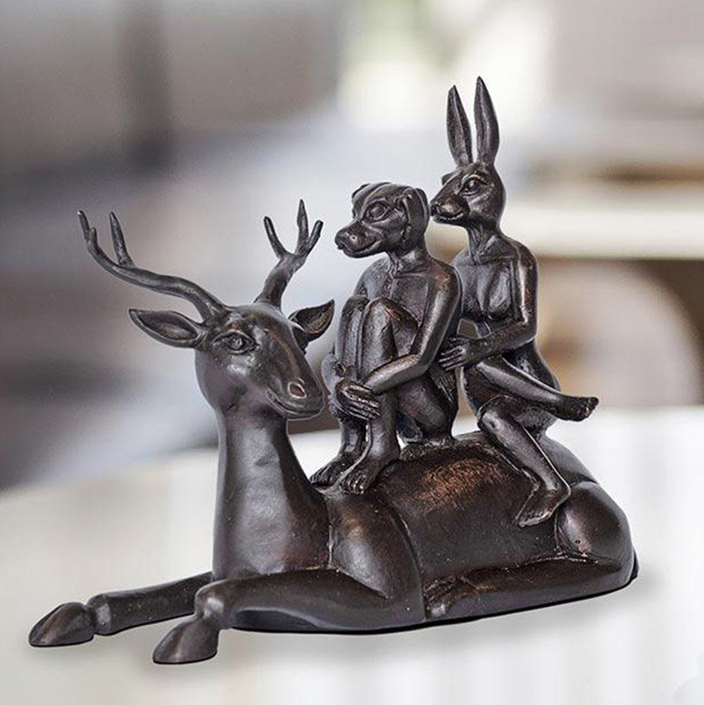 Animal Sculpture - Art - Bronze - Gillie and Marc - Deer Riders - Pocket For Sale 2
