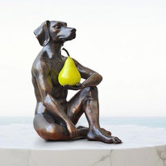 Sculpture - Art - Bronze - Gillie and Marc - Dog - Man - Nude - Green Pear