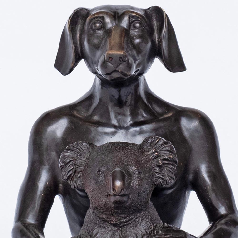 dog man sculpture