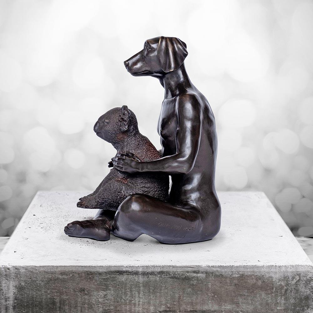 Title: Dogman loved Koala
Authentic bronze sculpture
Limited Edition

World Famous Contemporary Artists: Husband and wife team, Gillie and Marc, are New York and Sydney-based contemporary artists who collaborate to create artworks as one. Gillie and