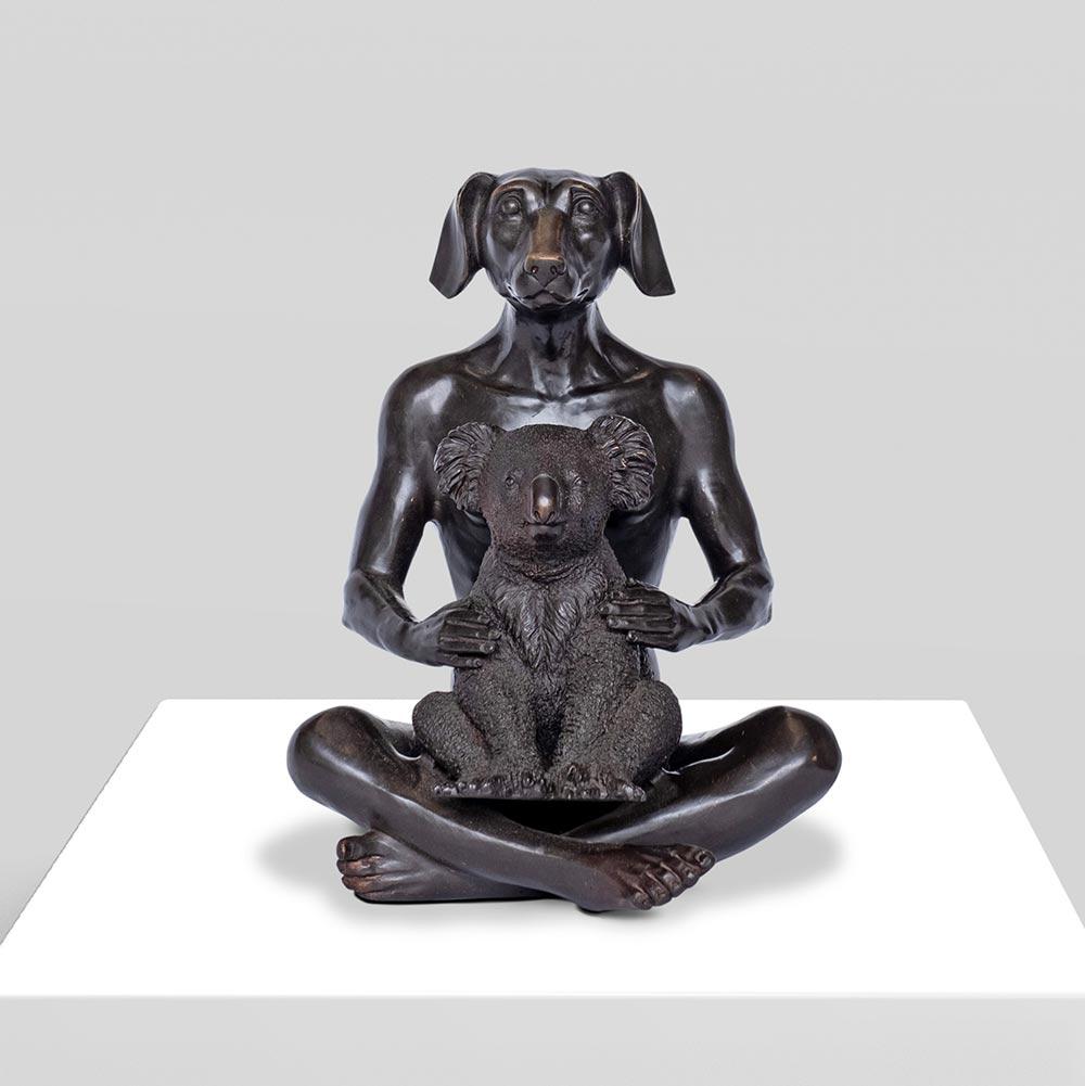 Gillie and Marc Schattner Figurative Sculpture - Bronze Animal Sculpture - Art - Gillie and Marc - Dog Man - Nude - Koala - Love