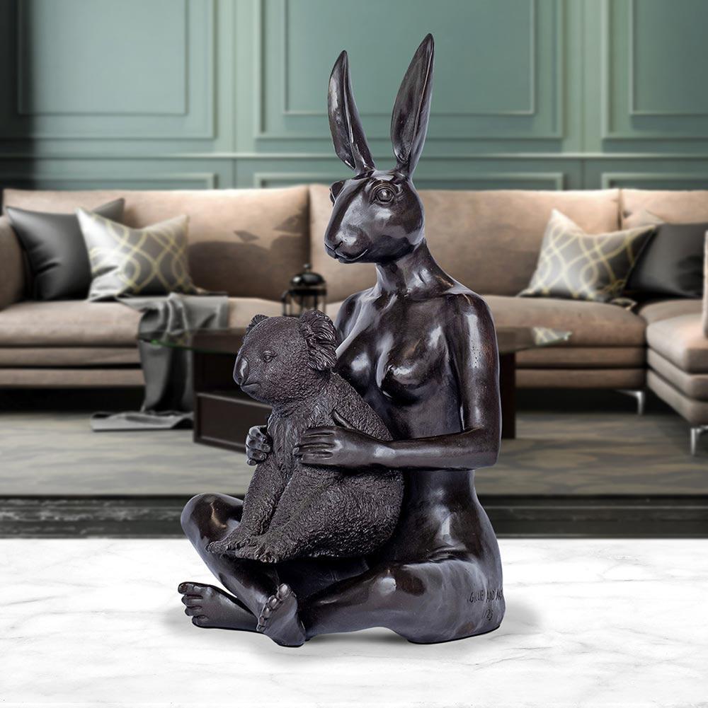 Title: Rabbitwoman loved Koala
Authentic bronze sculpture
Limited Edition

World Famous Contemporary Artists: Husband and wife team, Gillie and Marc, are New York and Sydney-based contemporary artists who collaborate to create artworks as one.