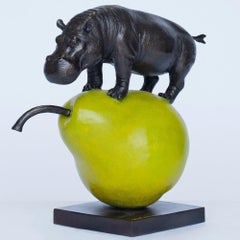 Sculpture - Art - Bronze - Gillie and Marc - Hippo Green Pear - Wildlife - 2019