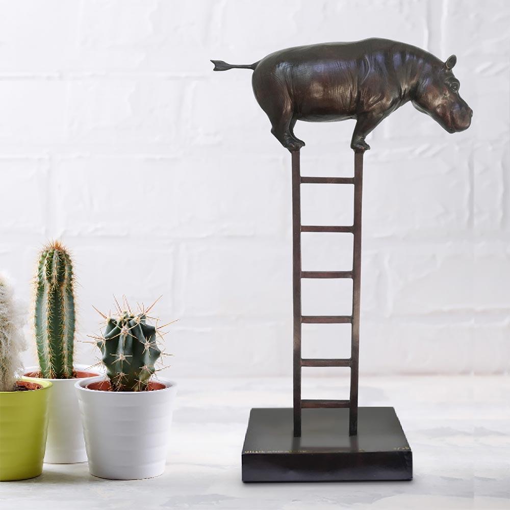 Title: Hippo reaches new heights
Authentic bronze sculpture
Limited Edition

World Famous Contemporary Artists: Husband and wife team, Gillie and Marc, are New York and Sydney-based contemporary artists who collaborate to create artworks as one.