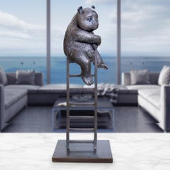 Authentic Bronze Panda reaches new heights sculpture by Gillie and Marc