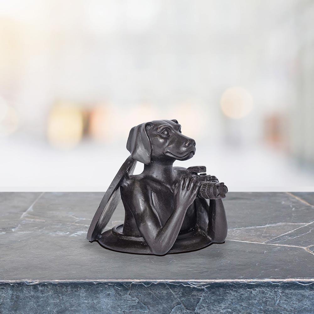 Gillie and Marc Schattner Figurative Sculpture - Bronze Animal Sculpture - Art - Gillie and Marc - Dog - Manhole Pocket