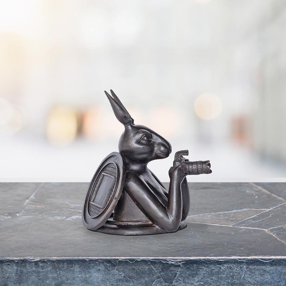 rabbit and dog sculpture