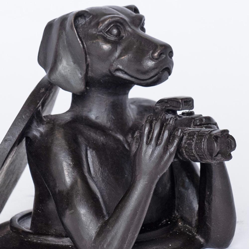 Title: Paparazzi woman comes into a better tomorrow & Paparazzi Dog comes into a better tomorrow (Bronze Sculpture, Pocket Size)
Authentic bronze sculpture
Limited Edition

World Famous Contemporary Artists: Husband and wife team, Gillie and Marc,