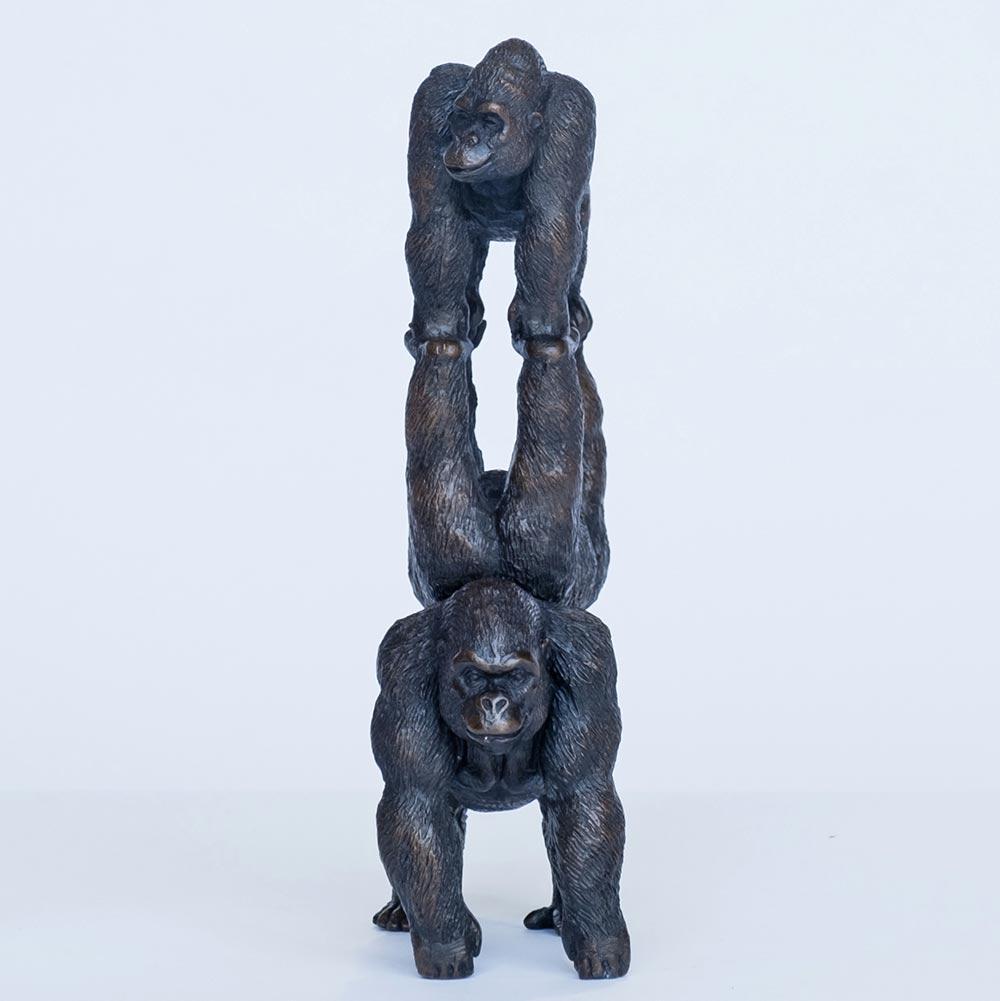 Authentic Bronze Gorillas On Top Of The World Sculpture by Gillie and Marc For Sale 4
