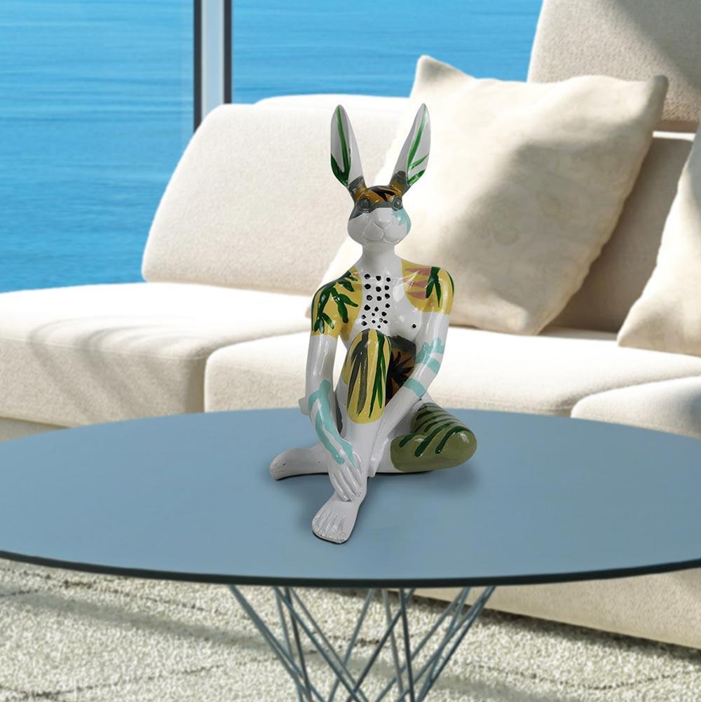 Gillie and Marc Schattner Figurative Sculpture - Resin Animal Sculpture - Art - Gillie and Marc - Mini Rabbit - Splash - Ferns