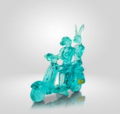 Skulptur - Pop Art - Gillie & Marc - Clear - Vespa - Dogman - Rabbitwoman - Blau