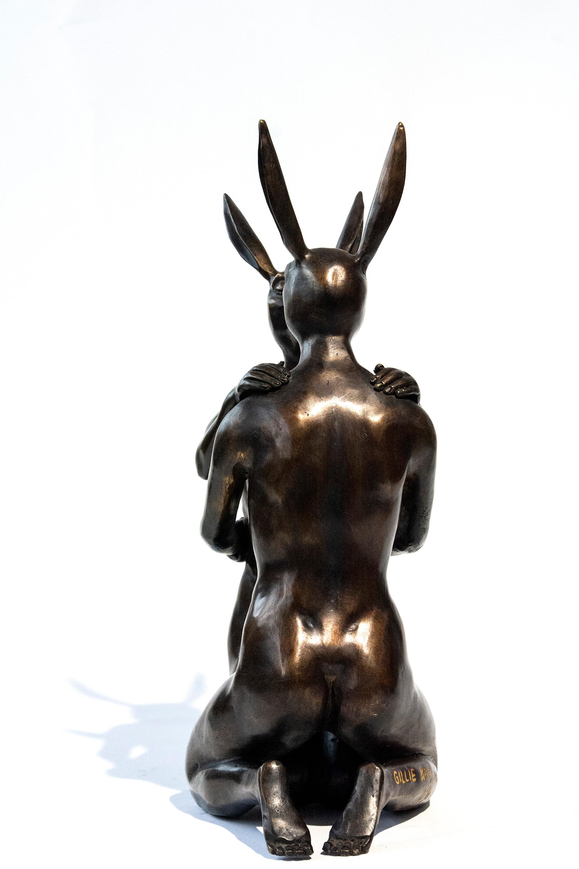 She loved being in love 7/30 - playful, figurative bronze sculpture - Contemporary Sculpture by Gillie and Marc Schattner