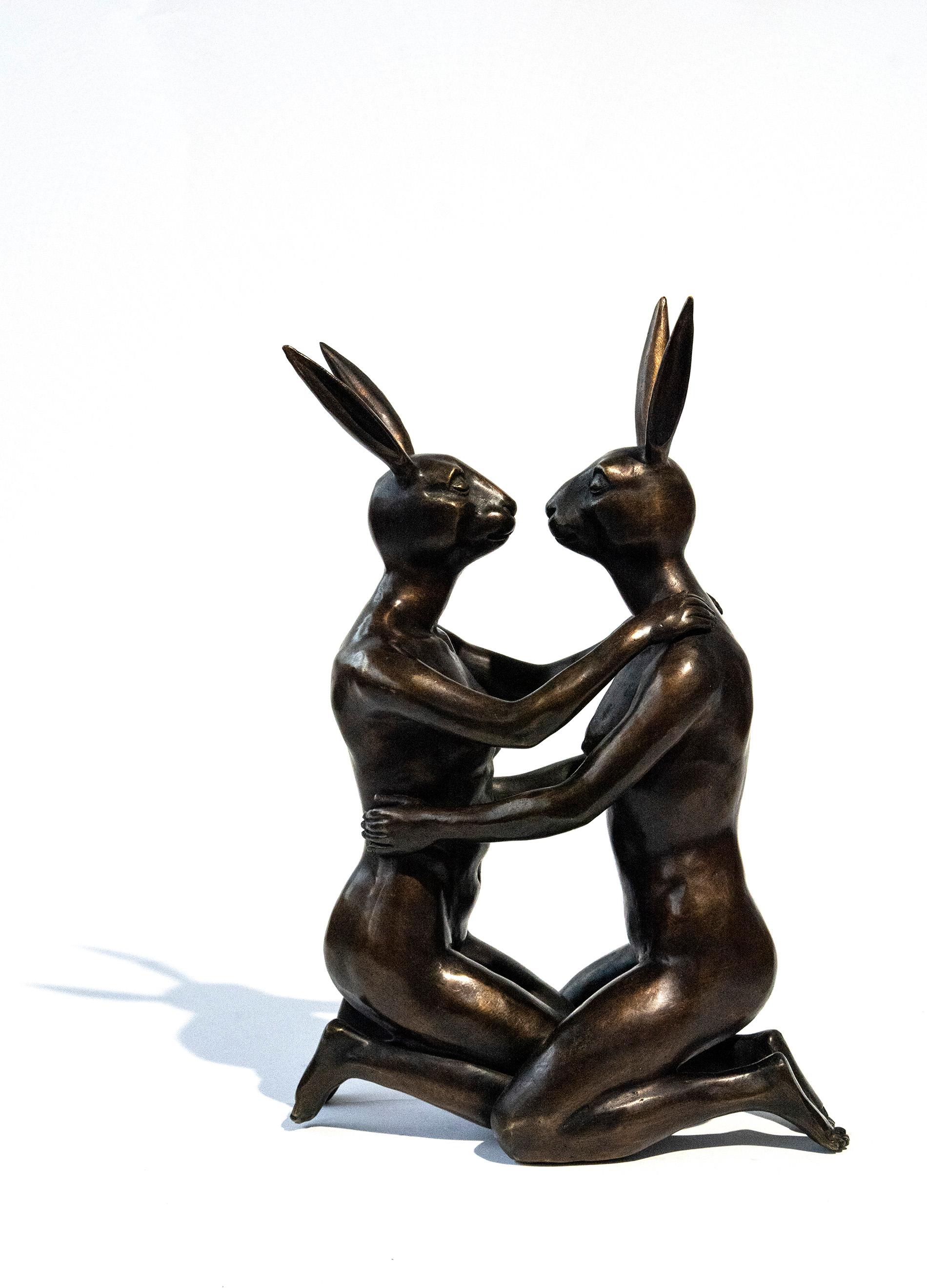 She loved being in love 7/30 - playful, figurative bronze sculpture For Sale 1