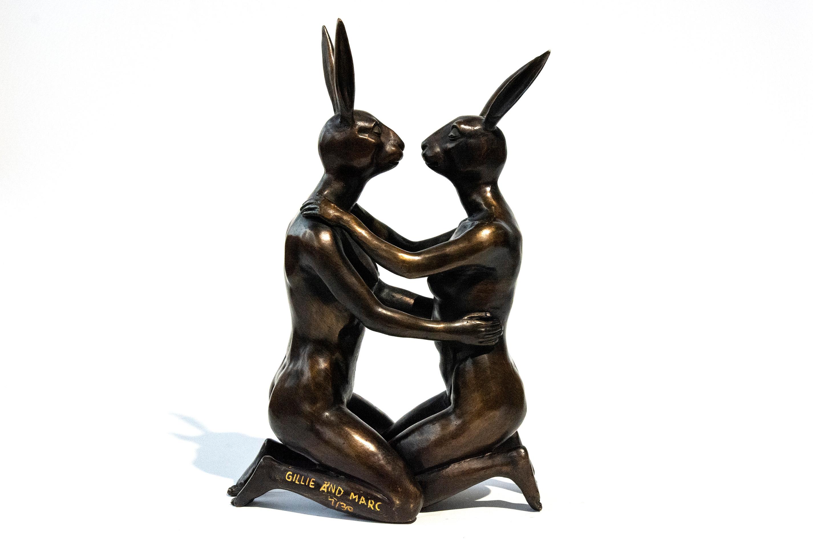 Gillie and Marc Schattner Figurative Sculpture - She loved being in love 7/30 - playful, figurative bronze sculpture
