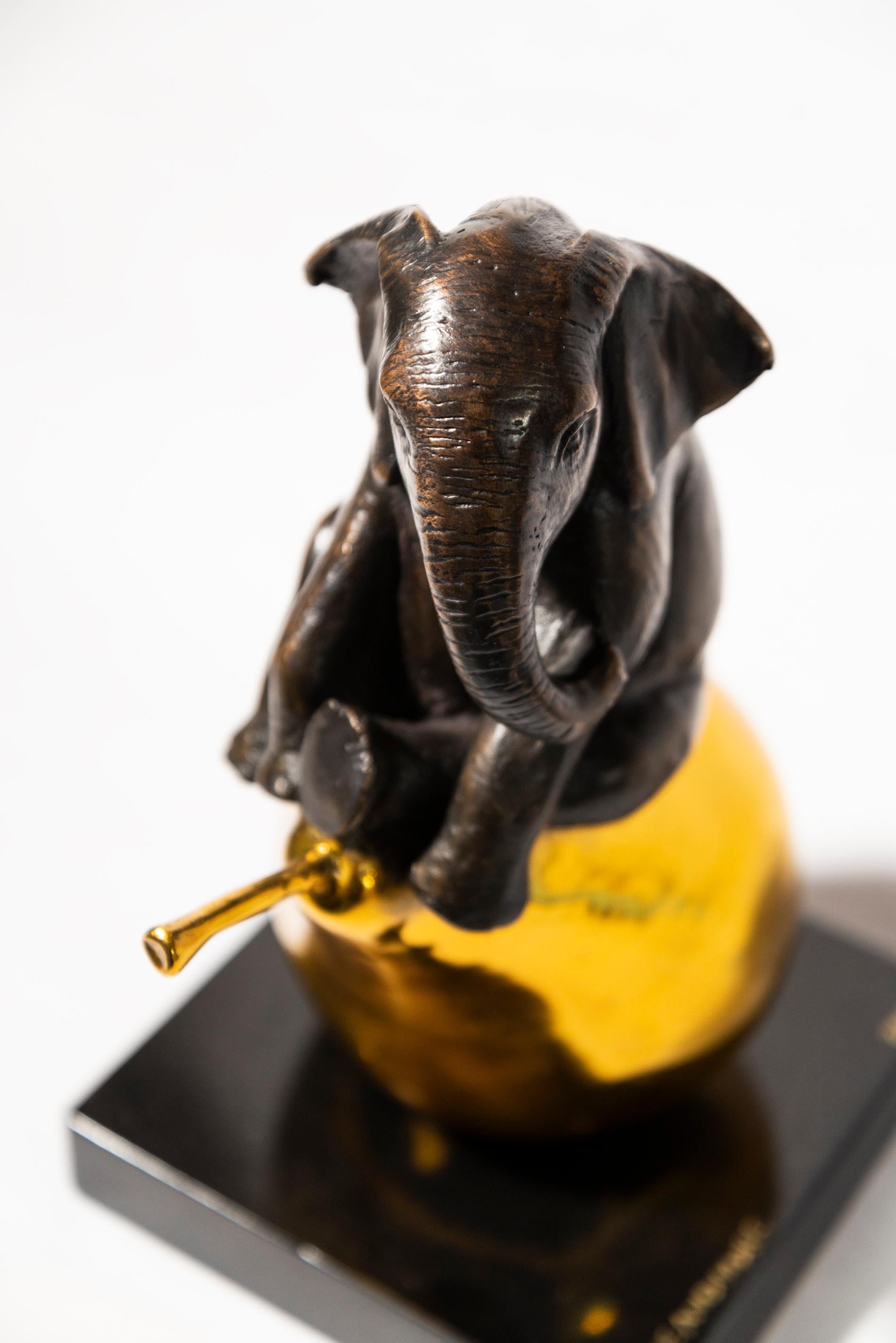 The elephant was just pearfect 2/40 - playful, contemporary, bronze sculpture - Contemporary Sculpture by Gillie and Marc Schattner