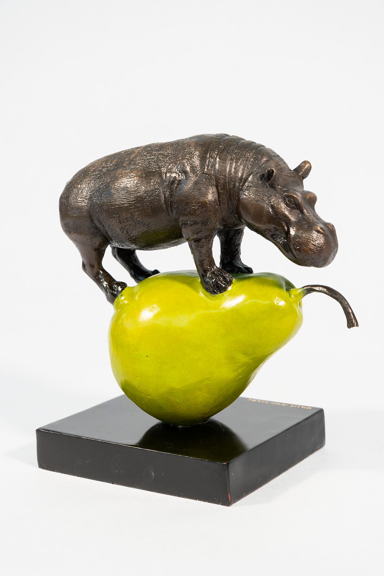 The hippo was just pearfect 26/40 - contemporary, figurative, bronze sculpture 1