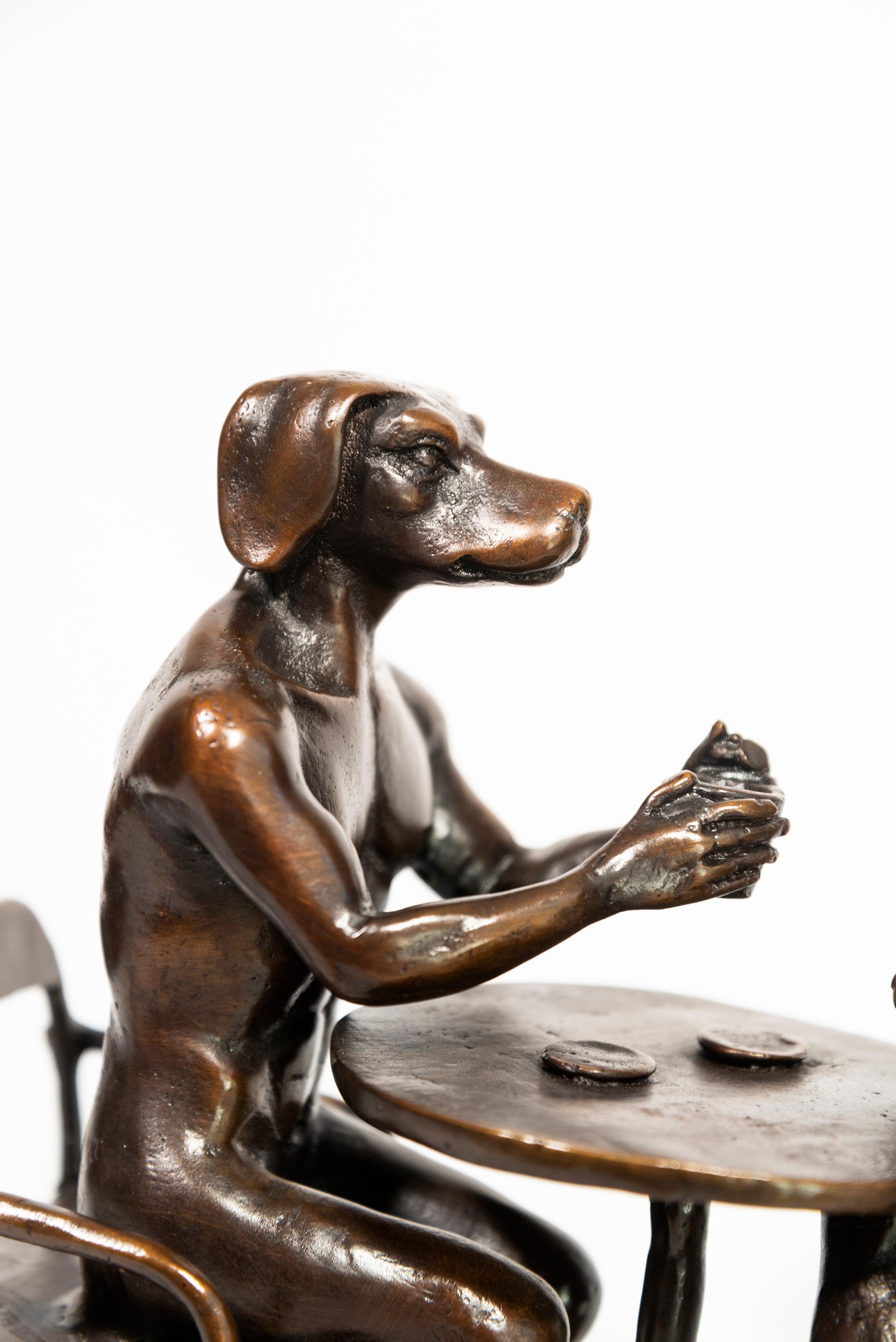 Reeditando sus populares esculturas híbridas, Gillie y Marc han creado esta caprichosa pieza de sobremesa fundida en bronce. Diseñada para representar la conexión espiritual que los humanos comparten con los animales, una mujer conejo está sentada