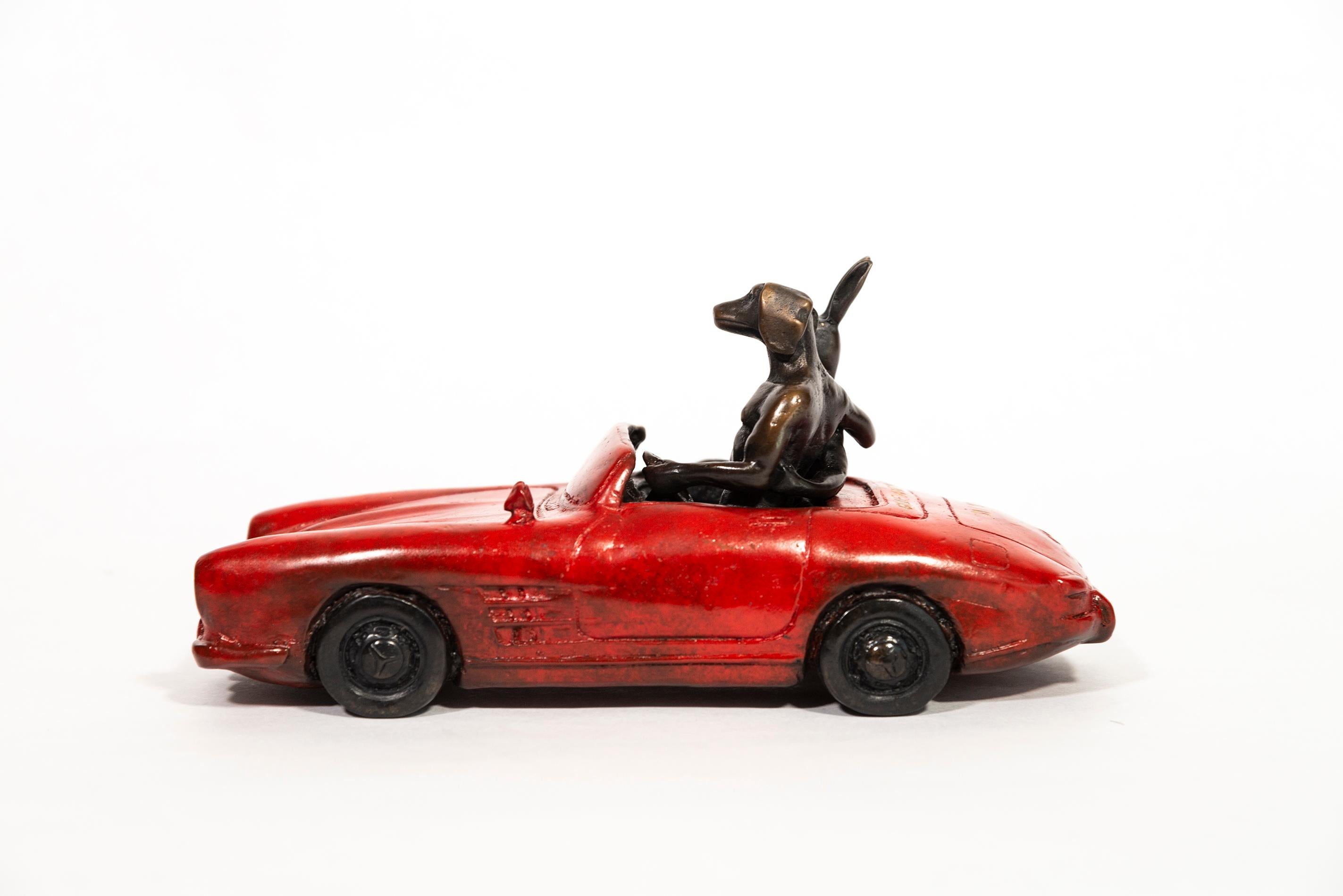They loved breaking the speed limit 31/100 - figurative, bronze sculpture - Sculpture by Gillie and Marc Schattner