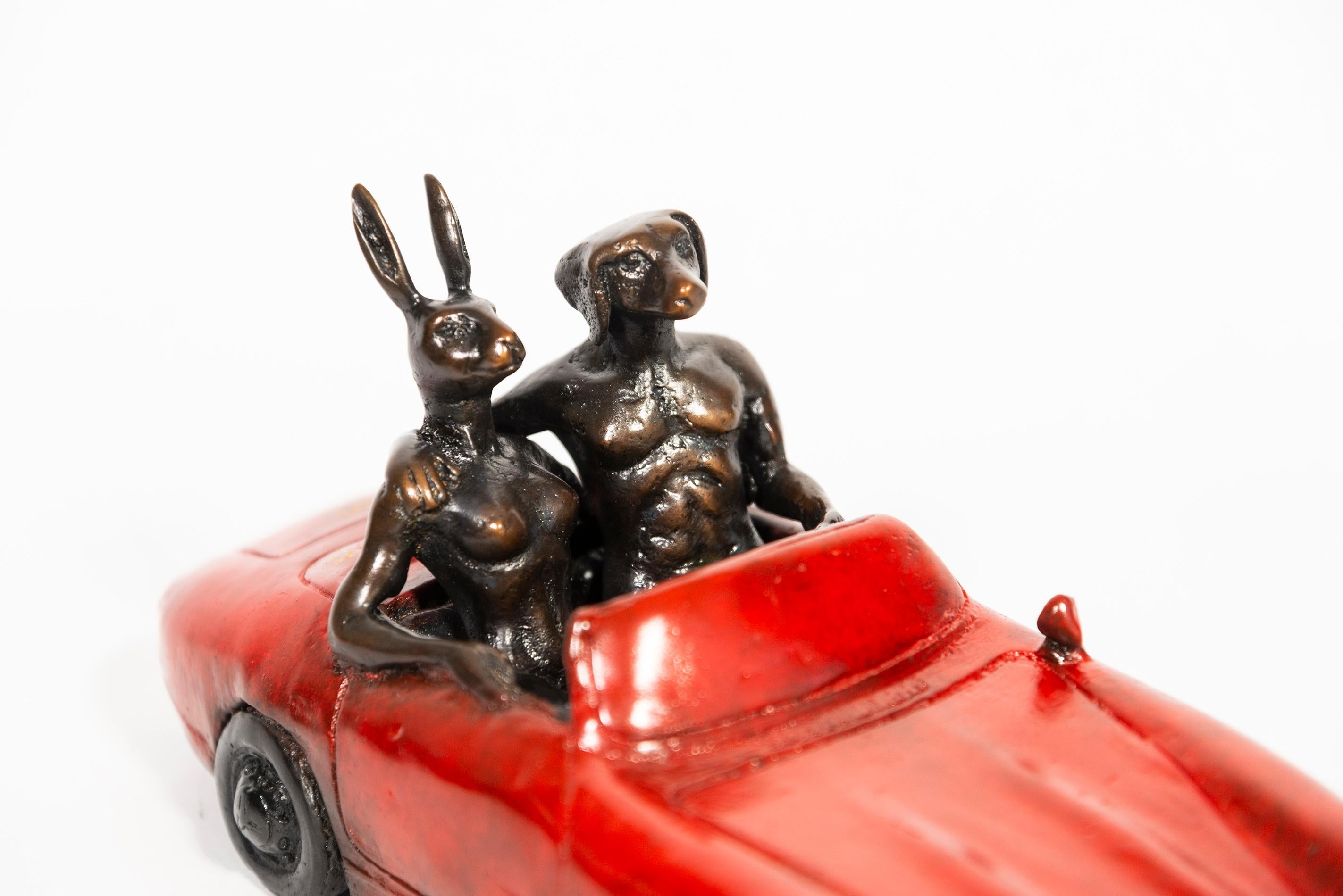 They loved breaking the speed limit 31/100 - figurative, bronze sculpture For Sale 3