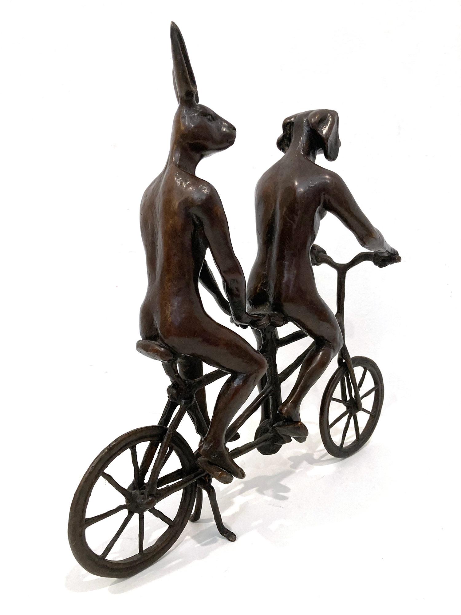 „They Loved Riding Together in Paris“ Fahrradskulptur mit tiefer Bronzepatina im Angebot 2