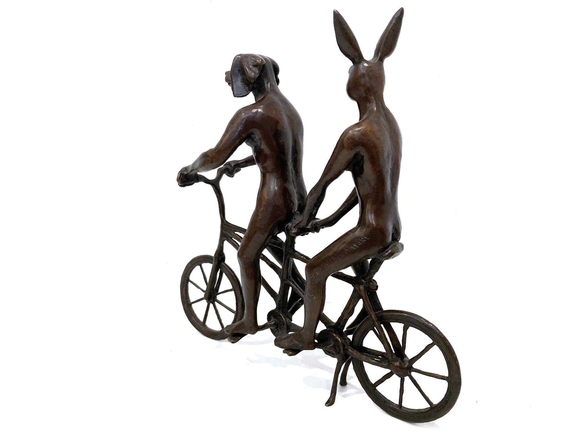 „They Loved Riding Together in Paris“ Fahrradskulptur mit tiefer Bronzepatina im Angebot 4