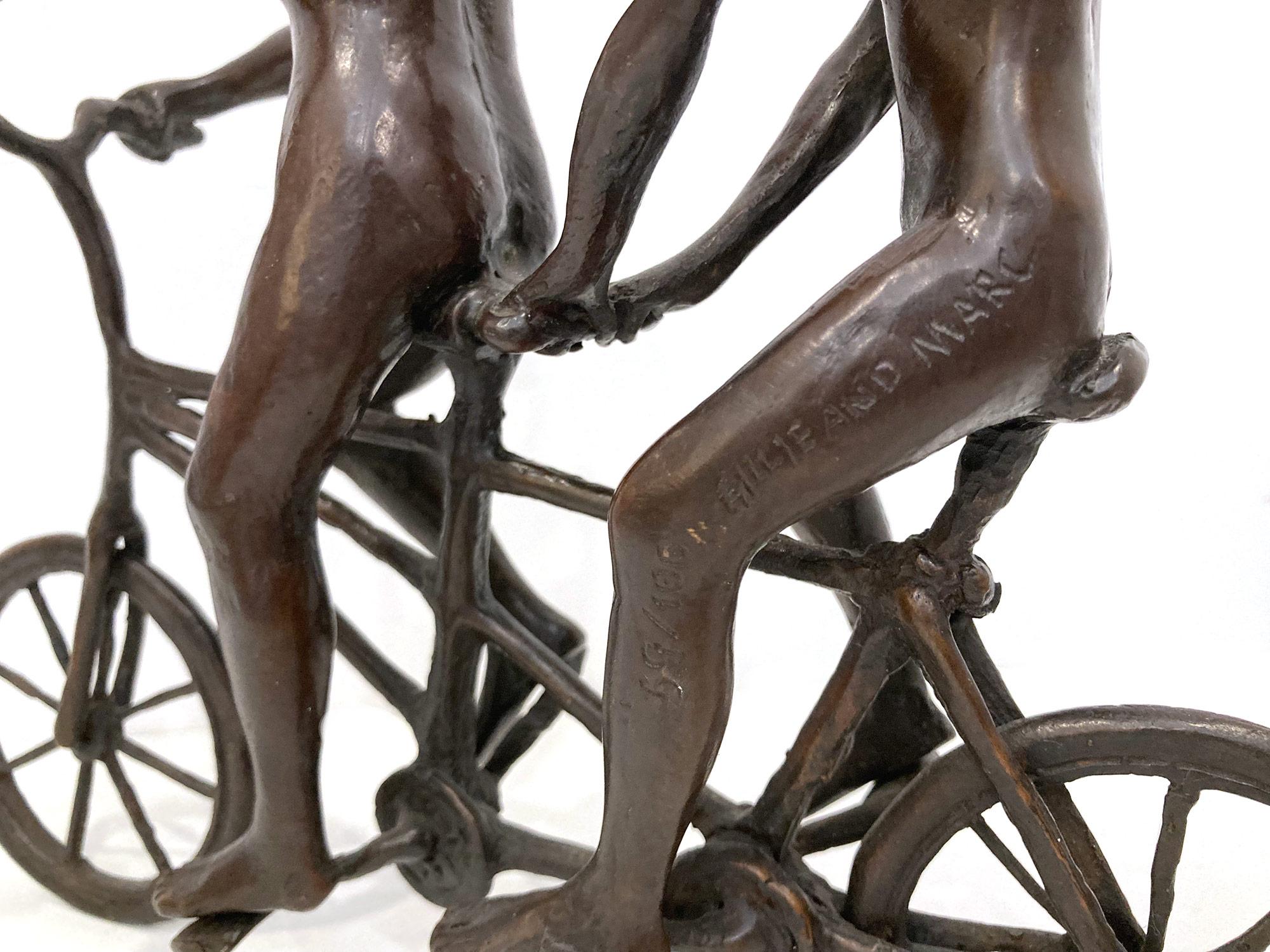 „They Loved Riding Together in Paris“ Fahrradskulptur mit tiefer Bronzepatina im Angebot 5