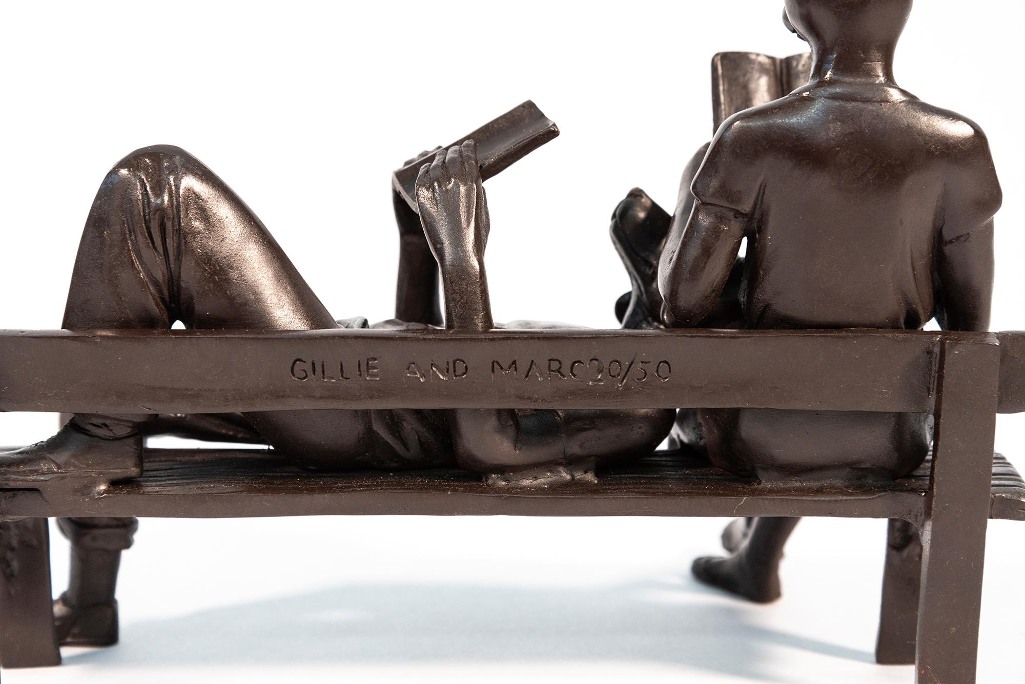 They only read love stories 20/50 - figurative, bronze sculpture - Contemporary Sculpture by Gillie and Marc Schattner