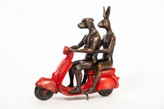 They were authentic Vespa riders in Rome 95/100 - figurative, bronze sculpture