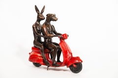 They were authentic Vespa riders in Rome 95/100 - figurative, bronze sculpture