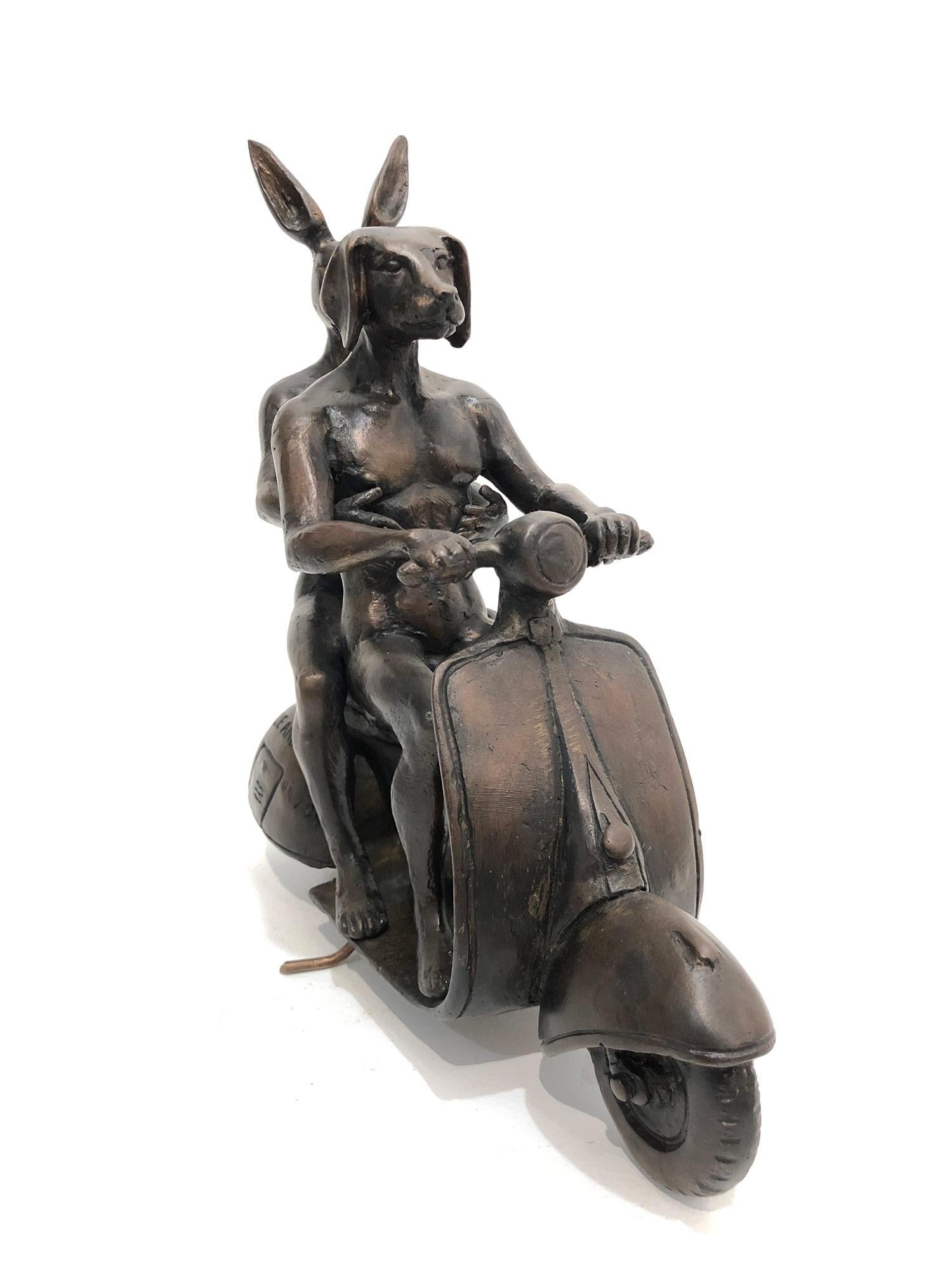 They were the Authentic Vespa Riders in Rome (Bronze with Deep Bronze Patina) For Sale 2