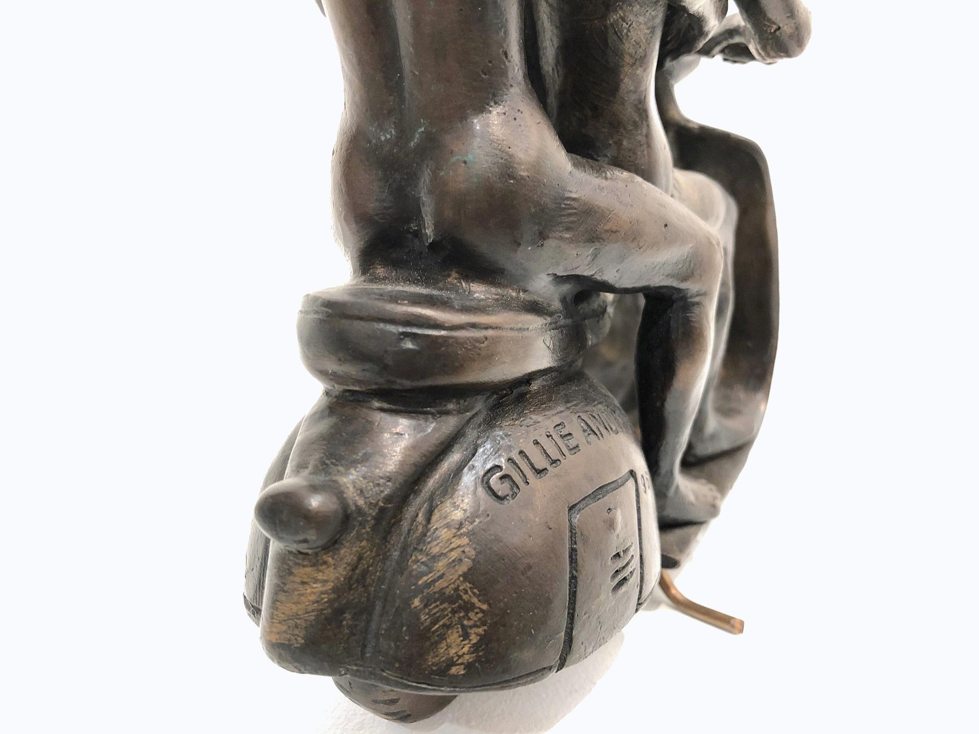 Ils étaient les authentiques cavaliers Vespa à Rome (bronze avec patine bronze foncé) en vente 13