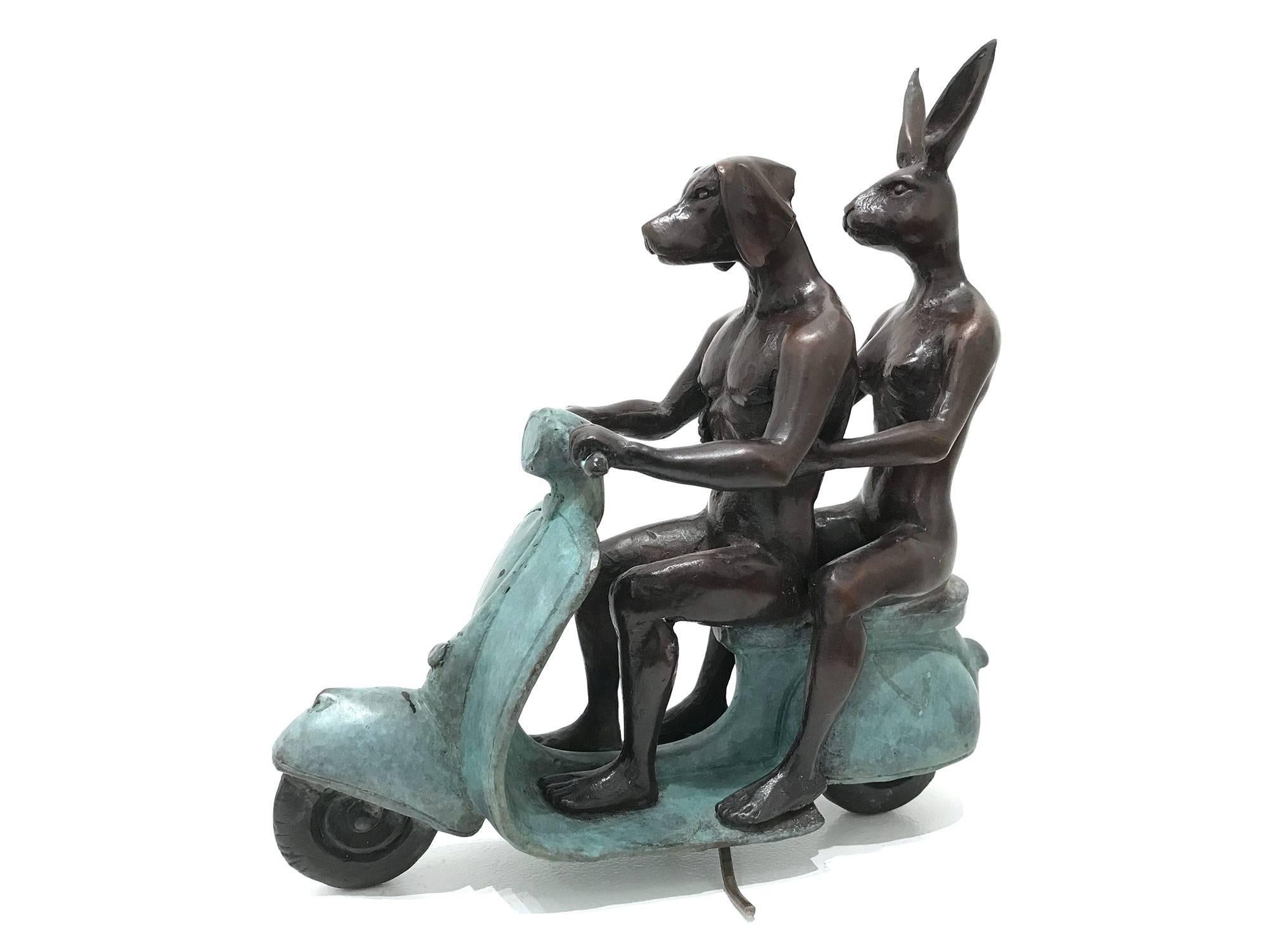 Gillie and Marc Schattner Abstract Sculpture - They were the Authentic Vespa Riders in Rome