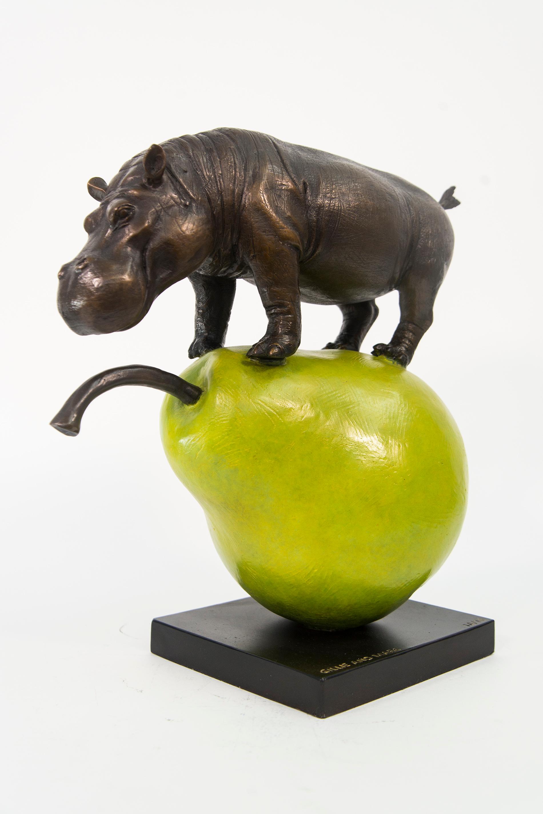 Gillie and Marc Schattner Figurative Sculpture - They Were The Perfect Pear 10/10 - playful, contemporary, bronze sculpture