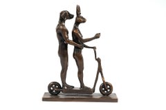 They zig-zagged in harmony 39/100 - contemporary, figurative, bronze sculpture